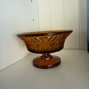 Indiana Glass Co Amber Diamond Point Fairy Lamp BASE only